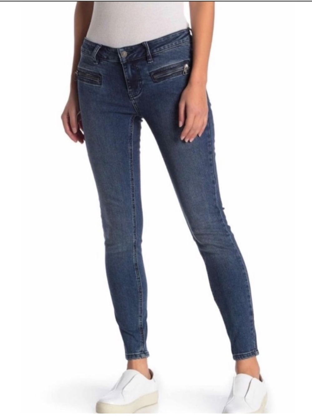 Free People We The Free Jet Low Rise Skinny Jeans Baltic Blue Wash - size 26